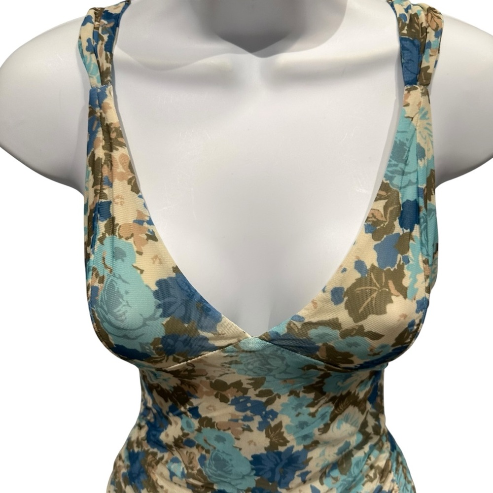 Free People | Long Live Printed Bodycon Dress or Slip Blue | Small New with Tag - Picture 12 of 16